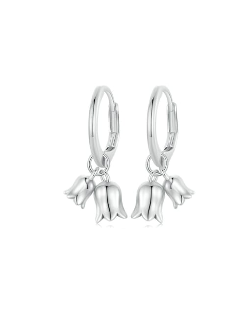 Flower Hoop Earrings, 925 Sterling Silver Hypoallergenic Luxury Huggie Hoop Earrings with Charm