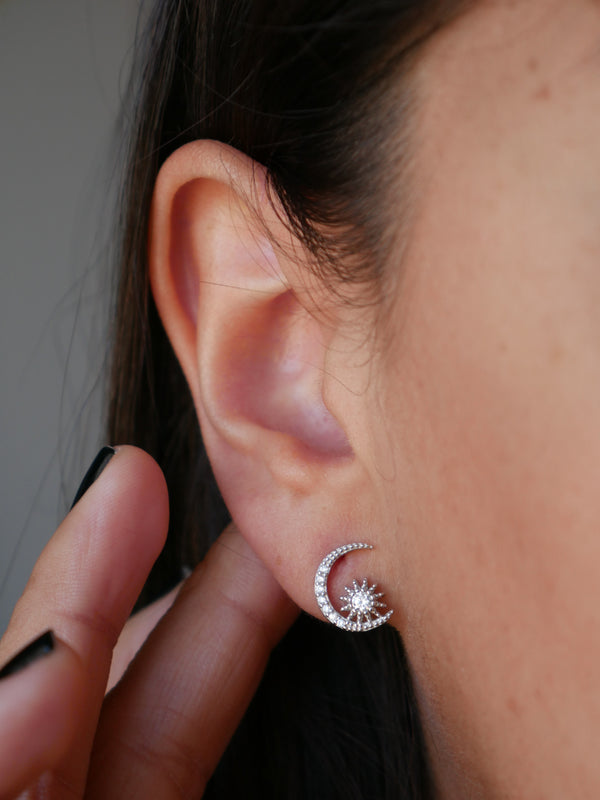 earrings, silver earrings, stud earrings, diamond stud earrings, jewelry, accessories, fashion jewelry, stud earrings, white gold stud earrings, mismatch earrings, fine jewelry, statement earrings, moon and sun earrings, dainty earrings, diamond stud earrings, earrings with rhinestones, christmas gifts, trending accessories on tiktok, nice jewelry, cool jewelry, earrings ideas