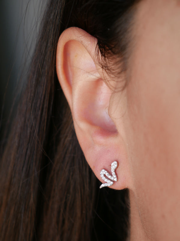 earrings, silver earrings, silver stud earrings, snake earrings, snake stud earrings, rhinestone earrings, jewelry, fashion jewelry, accessories, dainty earrings, christmas gifts, fine jewelry, nice earrings, cool earrings, hypoallergenic, nickel free earrings, kesley jewelry, trending on titkok, earrings