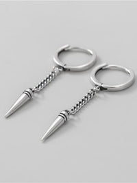 earings, silver earrings, 925 sterling silver earrings, jewelry, hoop earrings, dangly earrings, spike jewelry, jewelry with spikes, cool jewelry, cool earrings, fine jewelry, fashion jewelry, nickel free, hypoallergenic, statement earrings, trending on trending on tiktok, christmas gifts, birthday gifts, anniversary gifts, graduation gifts , silver hoop earrings with charm, kesley jewelry, silver jewelry