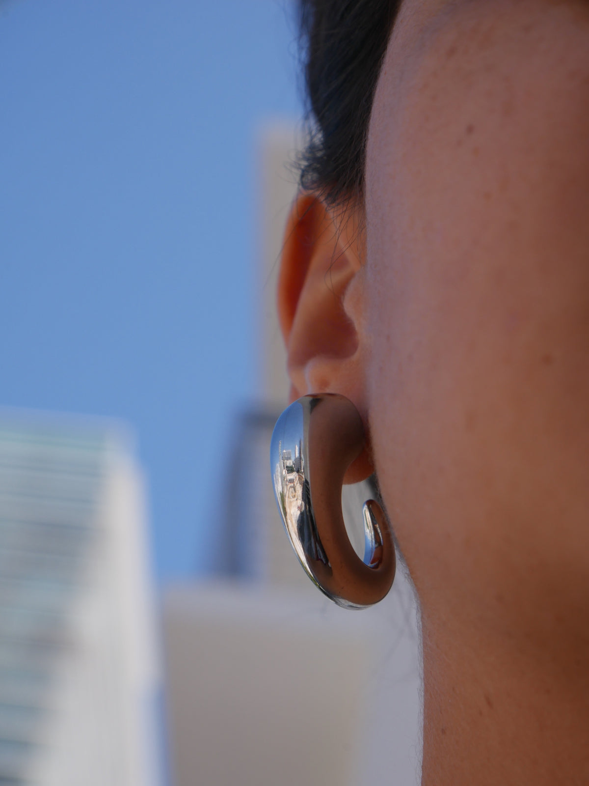 Bubble Chunky Statement Earrings, 18K Gold Plated Stainless Steel C Hoop Earrings