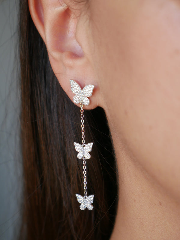 earrings, silver earrings, butterfly earrings, long earrings, big earrings, 925 earrings, nickel free, statement earrings, butterfly earrings, butterfly jewelry, dangly earrings, gifts ideas,  trending on tiktok, diamond earrings, earrings with rhinestones, cubic zirconia earrings, hypoallergenic jewelry, nickel free, kesley jewelry, statement earrings, earrings for special occasions, nice jewelry, cute jewelry, earrings for sensitive ears 