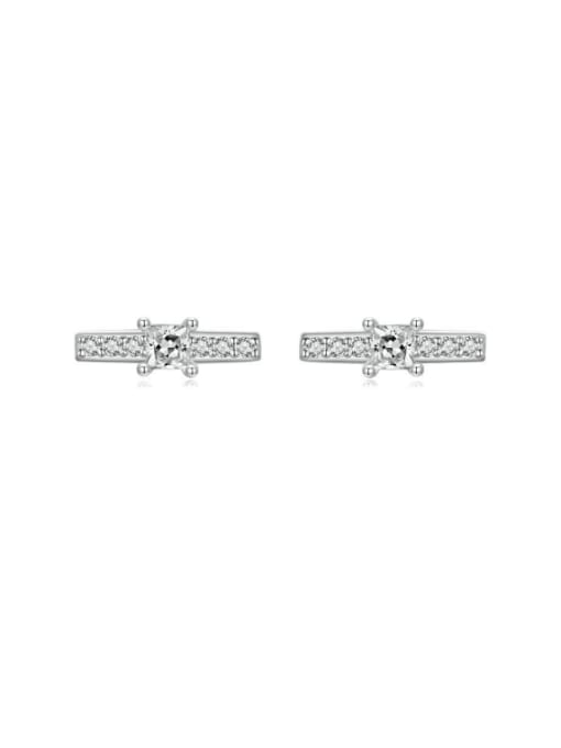 Bar Stud Earrings, Zircon .925 Sterling Silver Hypoallergenic Minimalist Bar Earrings