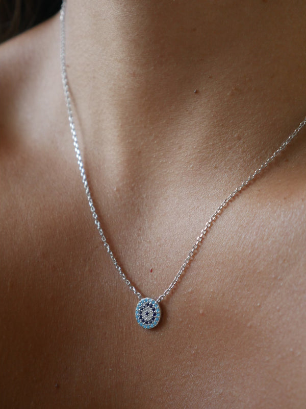 evil eye necklaces, dainty, waterproof, .925 sterling silver, designer, rhinestone evil eye necklace, protection jewelry, accessories, luxury, waterproof evil eye necklaces, kesleyboutique, nice evil eye necklaces, casual