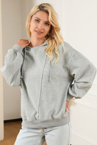 Gray Active Patchwork Detail Warm Winter Sweater Sweatshirt Hoodie