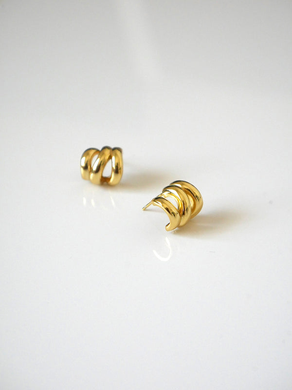 Wrapped Layers Stud Earrings,18K gold plated .925 Sterling Silver Statement  Post Earrings