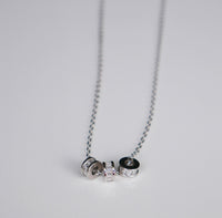 Triple Barrel Silver Necklace 925 Sterling Silver Baguette Diamond Zircon  Hypoallergenic Dainty Three Wish Necklace