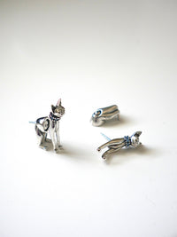 Sexy Cat Earrings, .925 Sterling Silver Front Back Fancy Cat Hypoallergenic Stud Earrings