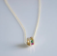 Color My Day Barrel Necklace Diamond CZ 18k Gold Plated .925 Sterling Silver