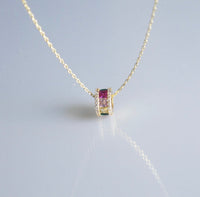 Color My Day Barrel Necklace Diamond CZ 18k Gold Plated .925 Sterling Silver