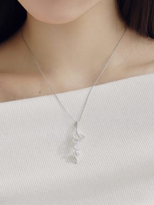 Love Necklace, 925 Sterling Silver Vertical Luxury Love in Cursive Dianty Statement Necklace