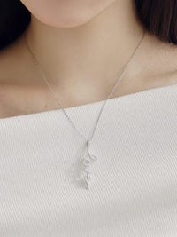 Love Necklace, 925 Sterling Silver Vertical Luxury Love in Cursive Dianty Statement Necklace