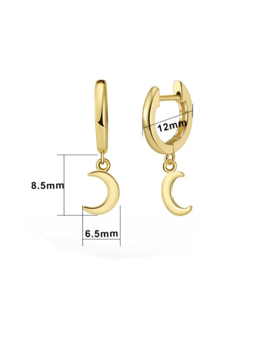 Moon Charm Earrings, .925 Sterling Silver 18K Gold Plated Dangle Moon Huggie Hoop Earrings