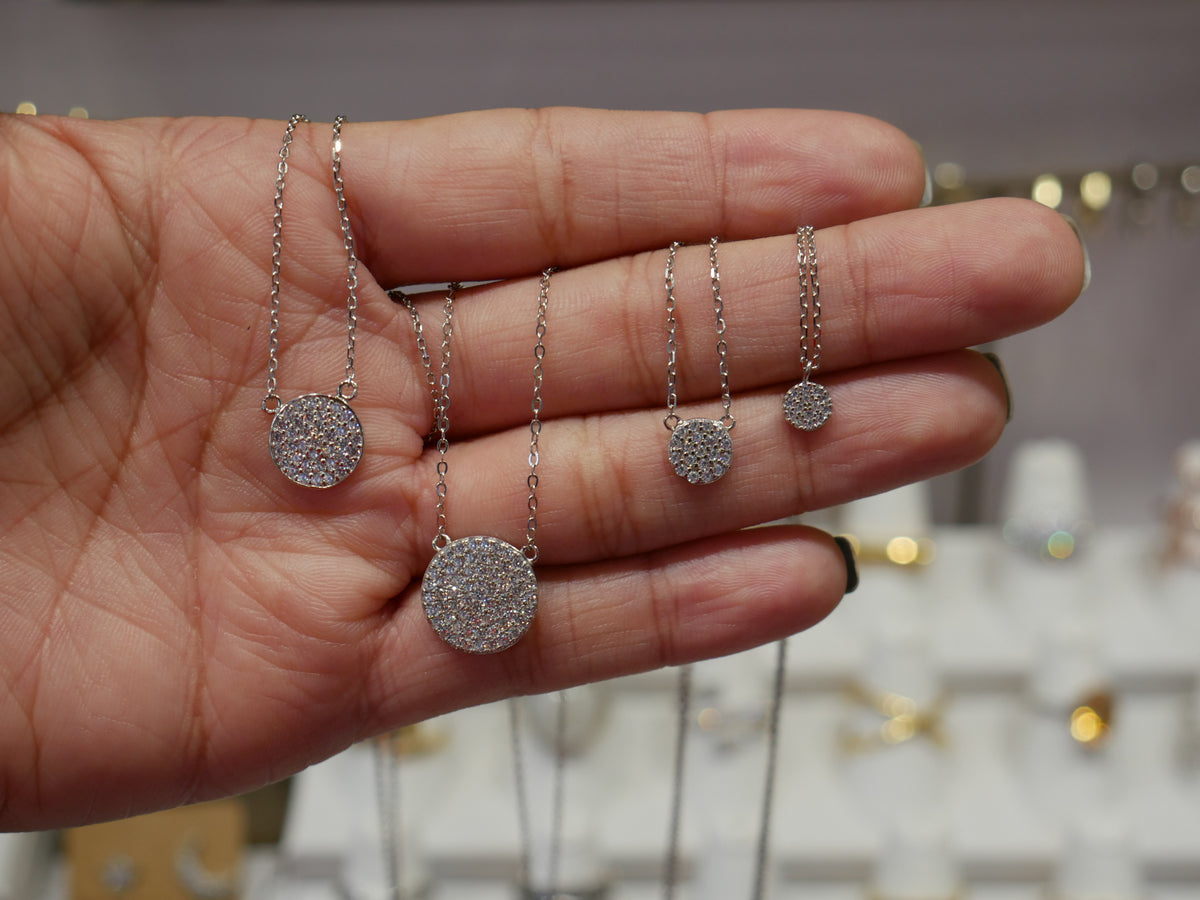 Circle Necklace Pave Zircon All Around Daily Wear .925 Sterling Silver Luxury Necklace