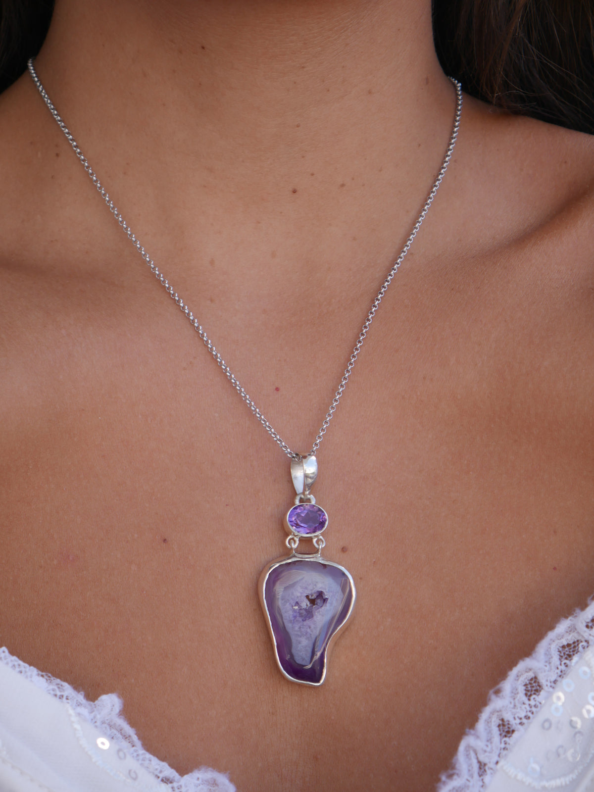 necklaces, silver, amethyst, 925, Amethyst Necklaces, Silver amethyst necklace, Agates, Agate Jewelry, Agate Necklaces, Amethyst Agate necklace, cool necklaces, cool jewelry, birthstone jewelry, birthstone necklaces, gifts, gift ideas, anniversary, birthday, purple necklaces, purple jewelry, fashion jewelry, fine jewelry, statement necklaces, real jewelry, trending on tiktok, Kesley Boutique, Kesley Jewelry , Silver Amethyst Necklaces , long necklaces, bulky necklaces, long silver necklace, designer jewelry