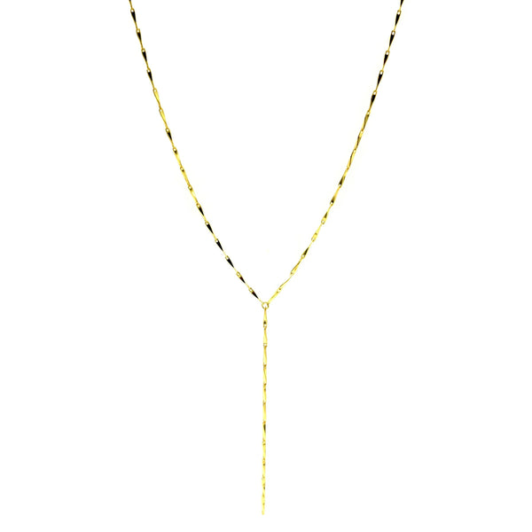 Little Bars Y Necklace, 14k gold plated .925 Sterling Silver Hypoallergenic Lariat Necklace