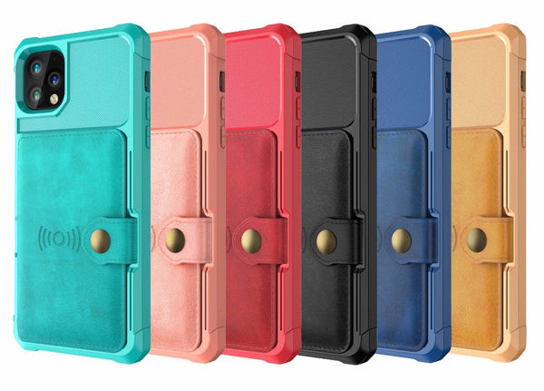 360 Protection Magnetic Leather Wallet Armor Case for iPhone