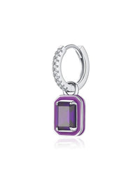 Colorful Charm Huggie Hoop Earrings, .Enamel Zircon 925 Sterling Silver Hypoallergenic Nickel Free Earrings