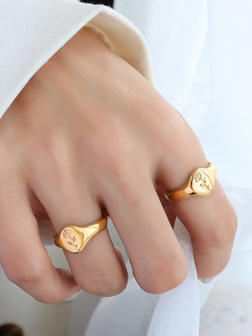 Rose Ring 18K Gold Plated Flower Print Jewelry Signet Waterproof Tarnish Free Rings KESLEY