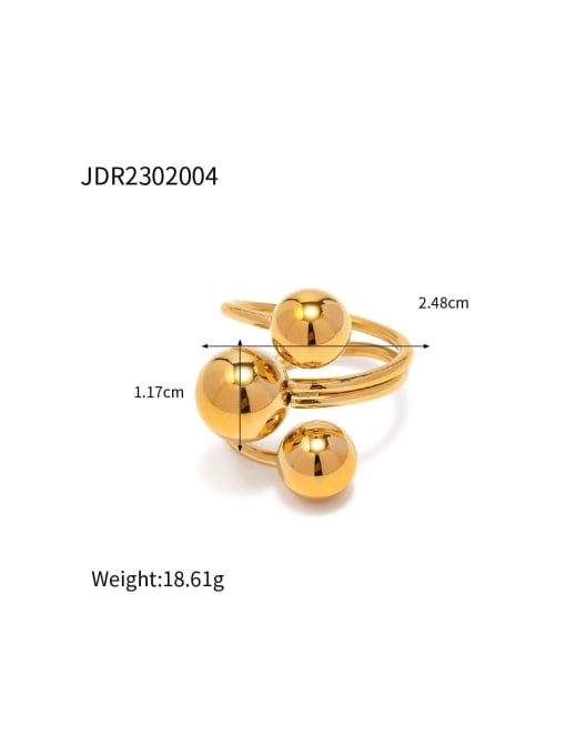 Ball Ring, 18k Gold Plated Stainless Steel Adjustable Three Ball Statement Ring