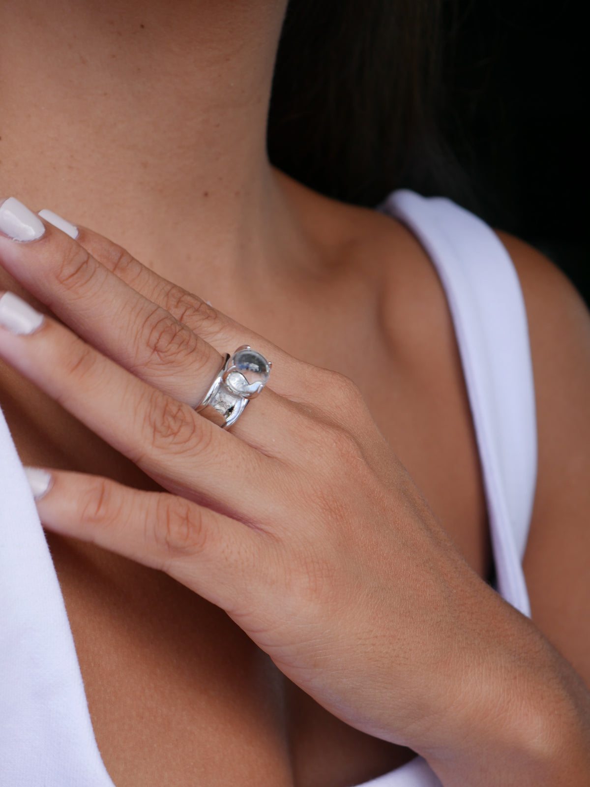 Agate Ball Gemstone Silver Ring,.925 Sterling Natural Gemstone Statement Ring Ring