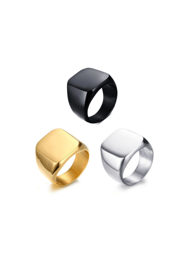 Square Signet Ring Unisex Luxury Fashion Chunky Statement Ring Tarnish Free KESLEY