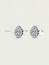 Pear Pave Zircon Stud Earrings, 925 Sterling Silver Teardrop Earrings