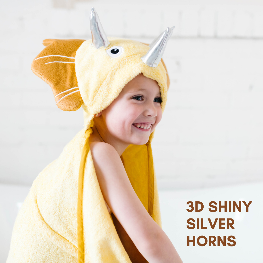 Bamboo Viscose Baby Hooded Towel Yellow Dinosaur, Baby Towel , Towel for Kids