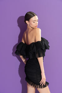 evening dress, evening dresses, black dresses, cute dress, sexy dresses, off the shoulder dress, ruffle dress, short dresses, womens clothing, womens fashion, prom dress, formal dress, party dress