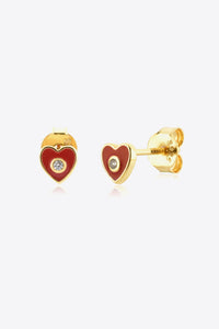 earrings, heart earrings, stud earrings, hypoallergenic earrings, gold plated earrings, sterling silver 925 earrings, earrings for sensitive ears