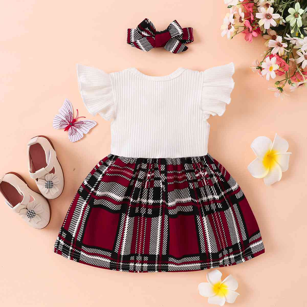 Baby Girl Fashion Plaid Print Bow Detail Dress Baby Fashion Clothing and gifts