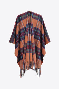 Plaid Fringe Detail Polyester Scarf