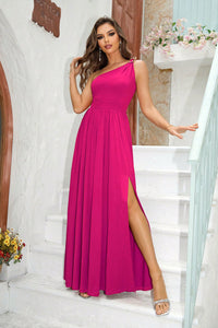 Women's One-Shoulder Long Maxi Dress with High Slit Evening Dresses