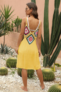 Geometric V-Neck Spaghetti Strap Cover Up Dress