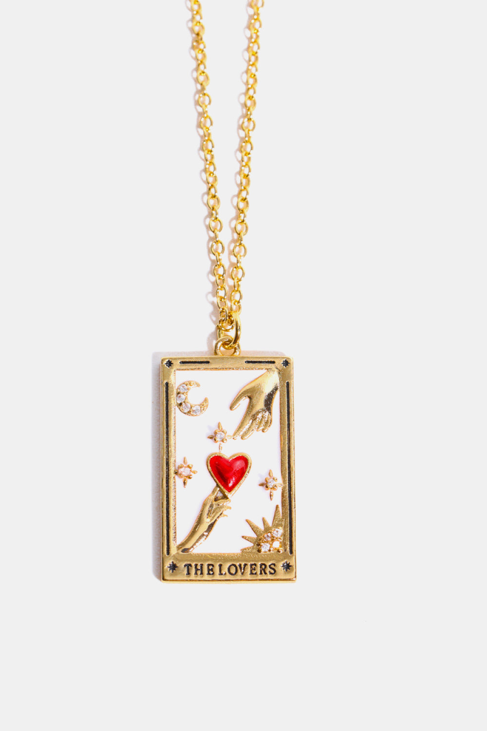 Tarot Card Pendant Stainless Steel Gold Necklace