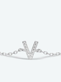 Initial Letter Bracelet, V To Z Zircon 925 Sterling Silver Bracelet