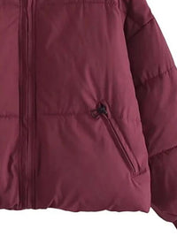 Women's Zip Up Puff Drawstring Winter Coat with Pockets Winter Fashion Outerwear