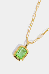 Rectangle Pendant Necklace Zircon 18K Gold-Plated Dangle Paperclip Necklaces