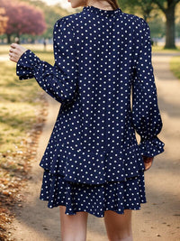 Layered Polka Dot Flounce Sleeve Mini Short Dress, Casual Dress, Casual Work Dress New Womens Fashion