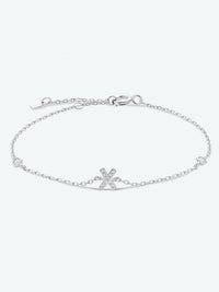 Initial Letter Bracelet, V To Z Zircon 925 Sterling Silver Bracelet