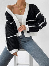 Womens Fashion Open Front Sweater Dropped Shoulder Cardigan