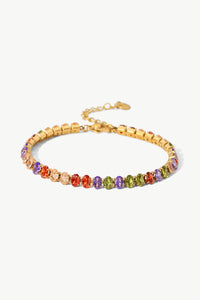 Colorful Bracelet, 18K Gold Plated Multicolored Zircon Bracelet