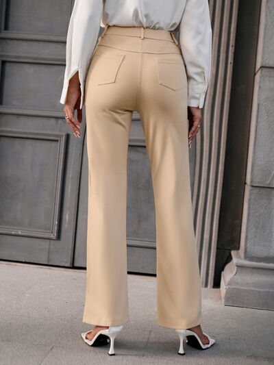 Womens High Waist Straight Trouser Pants