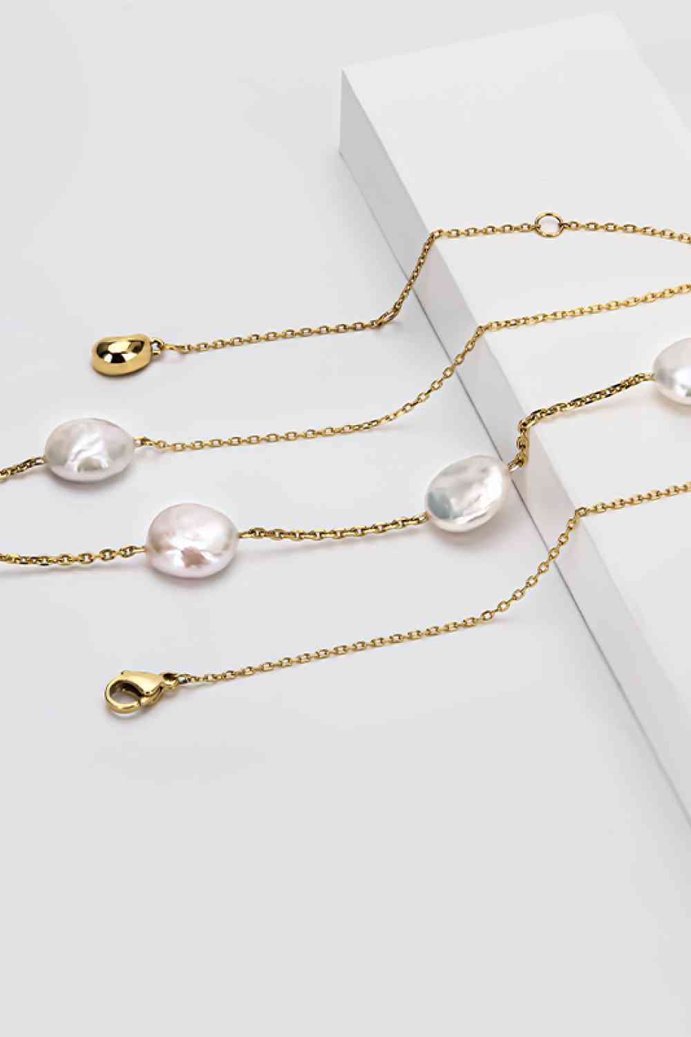 Freshwater Pearl 18K Gold Plated Necklace Stainless Steel Jewelry