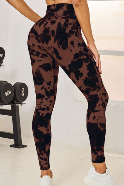 Womens Nylon Leggings Tie-Dye High Waist Active Sports Yoga Leggings Fast Dry