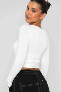 Round Neck Tight Bodycon Long-Sleeve Top