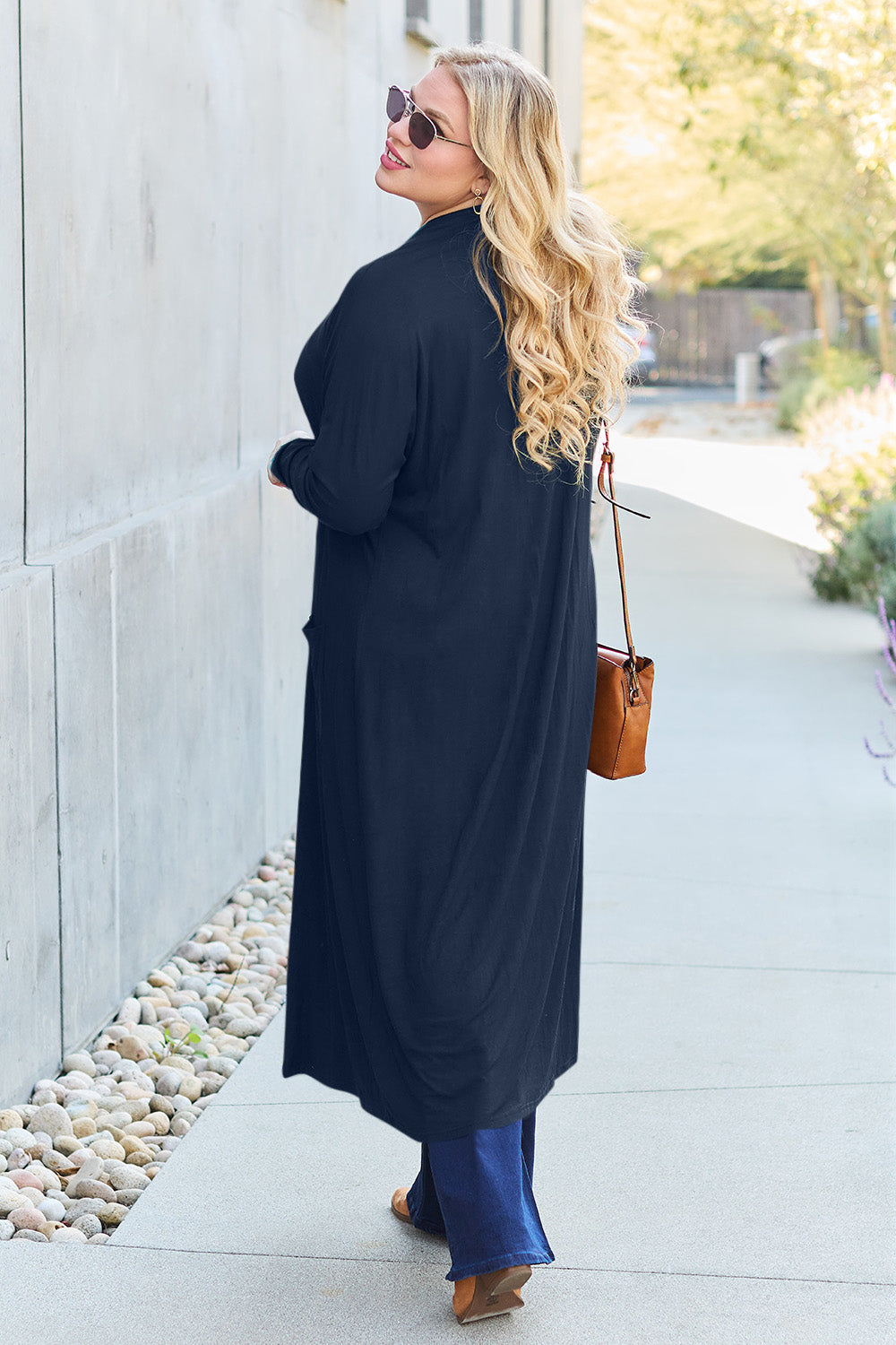 Open Front Sweater Long Sleeve Maxi Cardigan with Pockets Petite and Plus Size Fashion