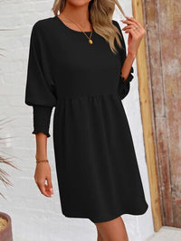 Round Neck Lantern Long Sleeve Casual Mini Dress