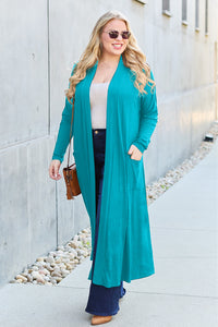 Open Front Sweater Long Sleeve Maxi Cardigan with Pockets Petite and Plus Size Fashion