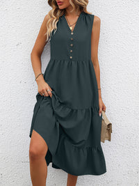 V-Neck Sleeveless Tiered Dress